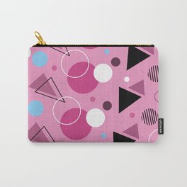 Geometric Pink Carry-All Pouch | Shape, Pattern, Pink, Shapes, Lines, Dots, Digital, Triangle, Colorful, Black 