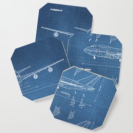 Boeing 747-SP and 747-100 Blueprint in High Resolution (light blue) Coaster
