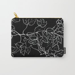 White ink, graphic, black cardboard, nature drawing maple leaves Carry-All Pouch