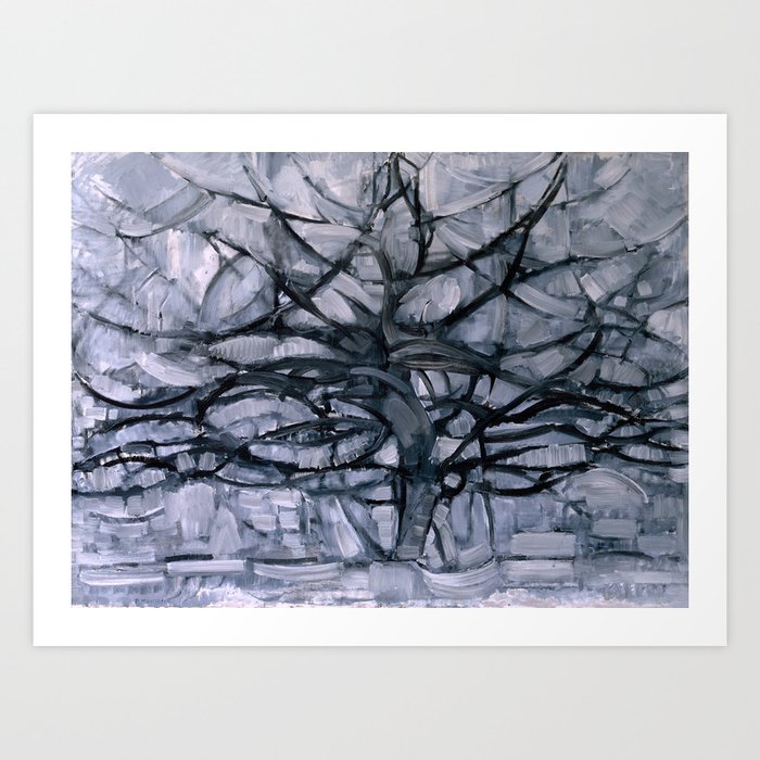 Piet Mondrian Grey Tree Abstract Painting Art Print By