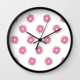 ich bin ein berliner // i am a donut II Wall Clock | Pink, Sprinkles, Pattern, Delicious, Popart, Food, Sweet, Donut, Graphicdesign, Digital 