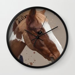 Brown and White Pony Artwork Wall Clock | White, Artwork, Acrylic, Brown, Beige, Jockey, Rider, Bestfriend, Painting, Pony 