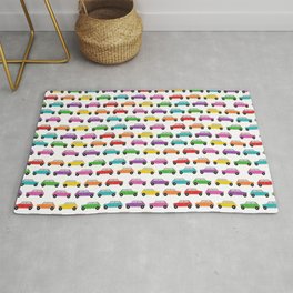 Vintage Cars, Mini size in rainbow colors Rug