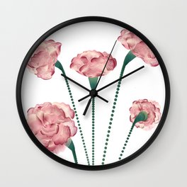 Line Carnations 1 Wall Clock | Illustration, Spring, Burgundy, Clave, Flowers, Claveles, Valentine, Carnation, Five, Pink 