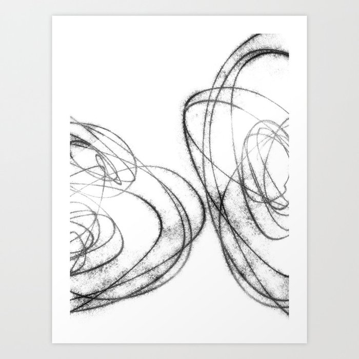Minimalist Abstract Line Drawing In Black And White Art Print By