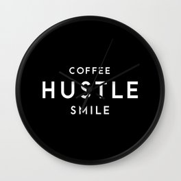 Coffee Hustle Smile Wall Clock | Merit, Coffee, Bold, Mintandmerit, Smile, Checklist, Black, Reminders, Hustle, Typography 