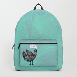 Hello Bird Backpack | Hellobird, Painting, Black And White, Bohobird, Mutedblues, Gouachepainting, Skyblue, Folkartbird, Sewzinski, Watercolor 