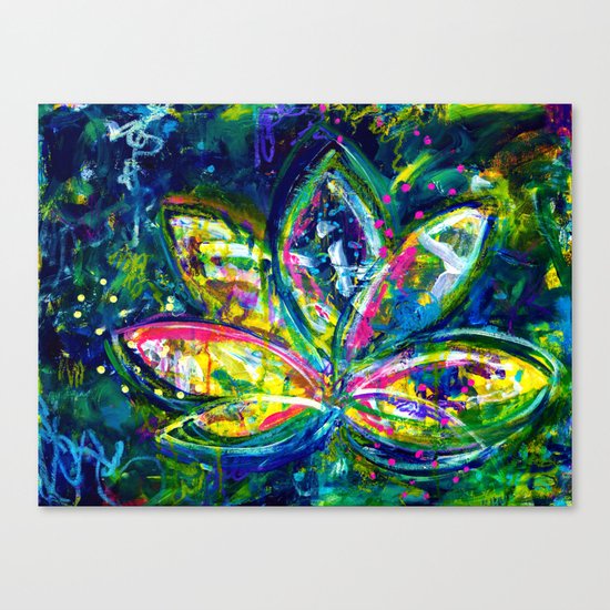 At Ease Lotus Flower Abstract Painting Canvas Print By
