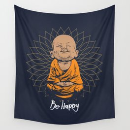 Be Happy Little Buddha Wall Tapestry