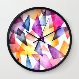 Textured Triangles Wall Clock | Midcenturytriangles, Painting, Brightwatercolors, Texturedtriangles, Watercolorpattern, Geometricwatercolor, Digitalwatercolor, Curated, Watercolorlayering, Trianglemodern 