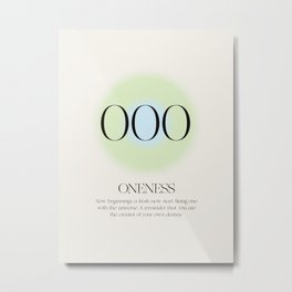 Angle Number 000 | Aura Energy | Oneness Metal Print | Typography, Text, Pattern, Modernboho, Spirituality, Spiritual, Inspirational, Auracircle, Motivational, Word 