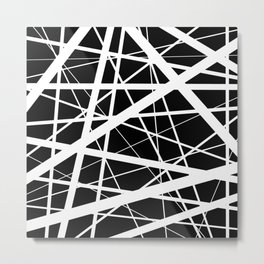 Entrapment - Black and white Abstract Metal Print | Lattice, Stripeypattern, Homedecor, Geometric, Blackandwhiteart, Trapped, White, Stripy, Minimalism, Pattern 