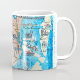 Miami Florida Fine Art Print Retro Vintage Map with Touristic Highlights Coffee Mug | Oceandrive, Miamiharbour, Miamiicons, Miamilandmarks, Digital, Coconutgrove, Keybiscayne, Paper, Southbeach, Miamiskyline 