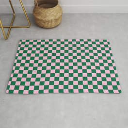 Cotton Candy Pink and Cadmium Green Checkerboard Rug