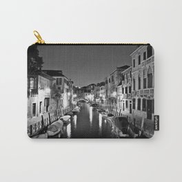 Venitian Canal. Santa Croce, Venice, Italy Carry-All Pouch | Photo, Landscape, Architecture, Black and White 