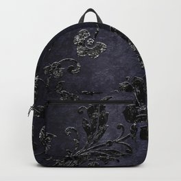 Embossed Black Velvet 05 Backpack | Blossoms, Floral, Graphicdesign, Pattern, Velvet, Spring, Garden, Black, Flowers 
