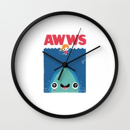 AWWS Wall Clock | Movie, Ocean, Film, Kawaii, Funny, Shark, Parody, Jaws, Cute, Sea 