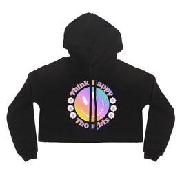 Think Happy Thoughts Hoody | Summer, Smile, Floral, 80S, Selflove, Mentalawareness, Blue, Graphicdesign, Iridescent, Positivevibes 
