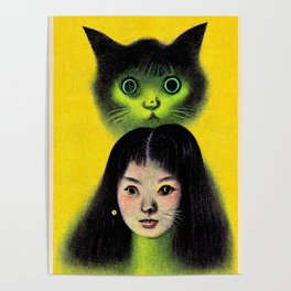 Girl, cat Poster