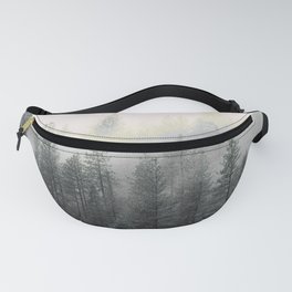 Nature forest trees fog Fanny Pack