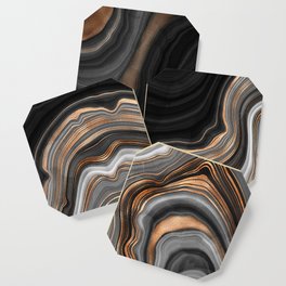 Elegant black marble with gold and copper veins Coaster