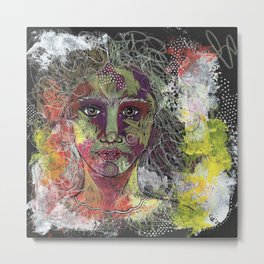 Exploration Portrait: Rise Metal Print | Mixedmedia, Bonfireart, Portrait, Colorful, Coloredpencil, Acrylic, Painting, Traditionalart, Modernart, Woman 