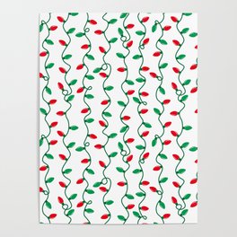 Red and Green Christmas Lights Poster