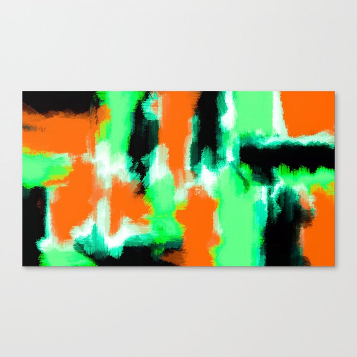 Orange Green And Black Painting Abstract Background Canvas Print