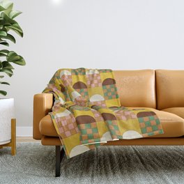 Checkered Rainbow (Vintage Brown) Throw Blanket | Digital, Vintage, Retro, Graphicdesign, Kromorebistudio, Brown, Geometric, Squares, Kromorebi, Chess 