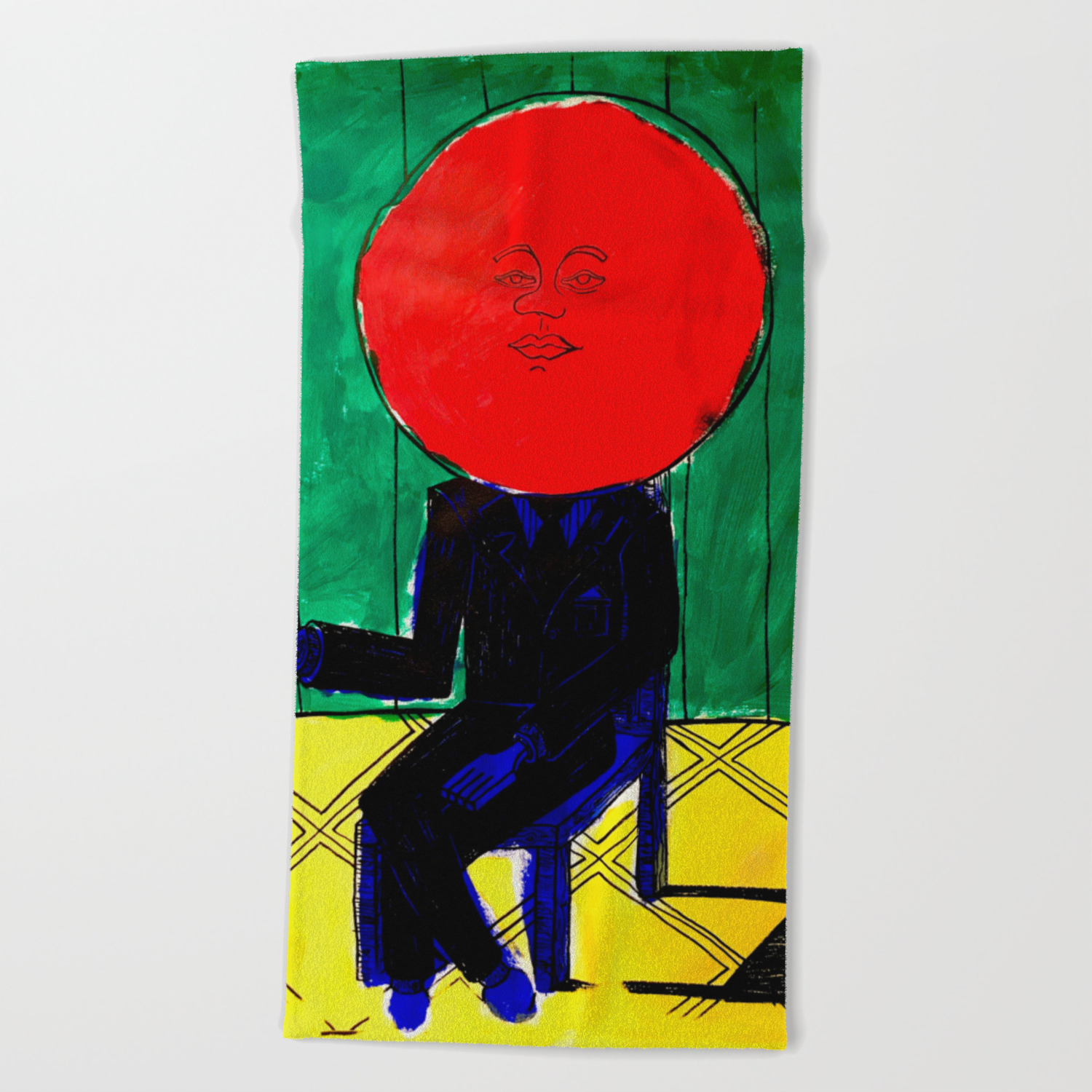 Tomato Face Abstract Surrealism Psychedelic Illustration Beach