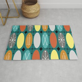 Atomic Era Ovals In Rows Teal Colorful Rug | Atomicage, Graphicdesign, Turquoise, 1940S, 20Thcentury, 1950S, Ovals, Mid Century Modern, Atomicera, Kitschy 