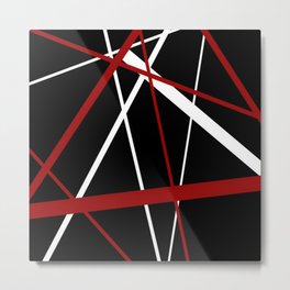 Red and White Stripes on A Black Background Metal Print | Abstract, Pattern 