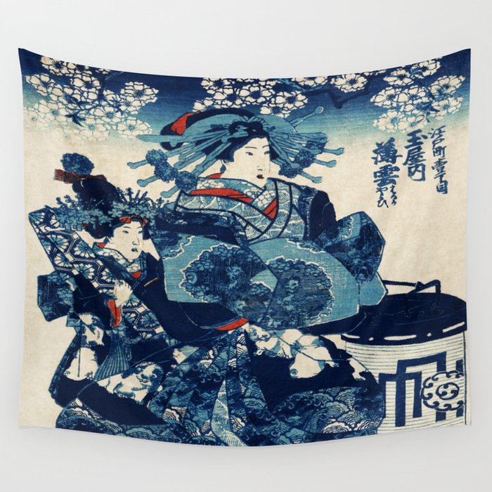 Geisha At Winter Traditional Characters Wall Tapestry by CozyGuru | Society6