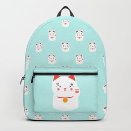 Lucky happy Japanese cat pattern Backpack | Pattern, Blue, Japan, Paws, Manekineko, Graphicdesign, Animal, Whimsical, Minimal, Cat 