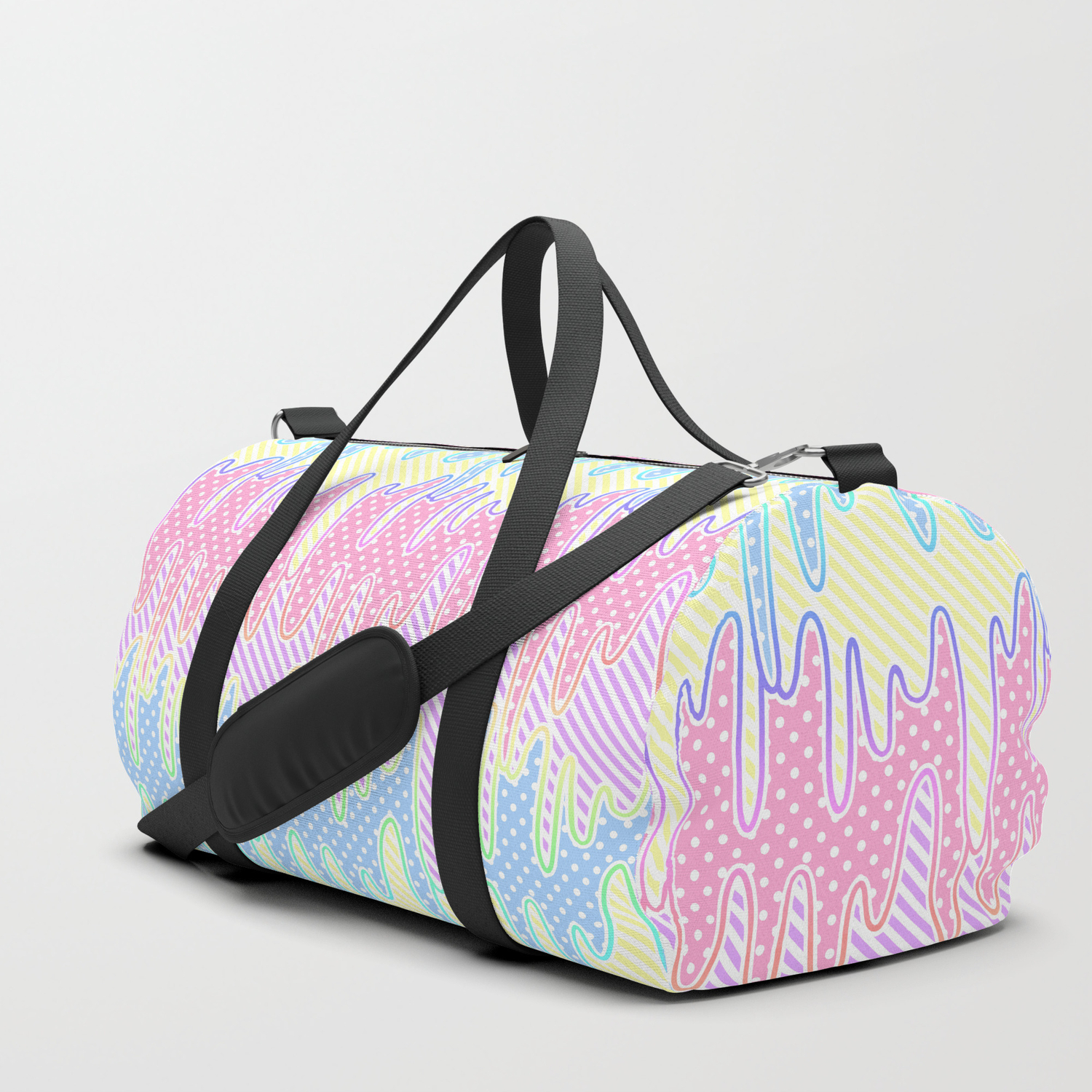 patterned duffle bag