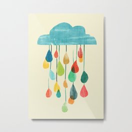 cloudy with a chance of rainbow Metal Print | Abstract, Cloud, Curated, Whimsical, Other, Rainbow, Geometric, Droplets, Watercolor, Water 