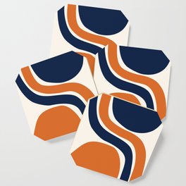 Abstract Shapes 66 in Vintage Orange and Navy Blue Coaster