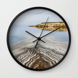 Salt Formations on the shore of the Dead Sea, Jordan Wall Clock | Iconic, Coast, Patterns, Jordanian, Landmark, Photo, Digital, Shore, Destination, Middleeastern 
