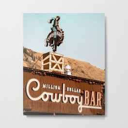 Jackson Square Million Dollar Cowboy Bar - Vintage Color Metal Print | Famous, Neonsign, Wallart, Cityscape, Rockymountains, Cowboybar, Homedecor, Jacksonskyline, Milliondollar, Rustic 