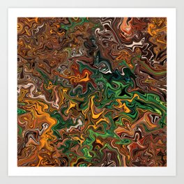 Ethnic liquid marble abstract with earthy tones Art Print