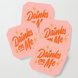 Drinks On Me Coaster | Midcentury, Cocktail, Curated, Bar, Typography, Brushscript, Lettering, Drinks, Graphicdesign 