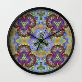 Passion Petals Retro Groovy Kaleidescope Psychedelica Print Wall Clock