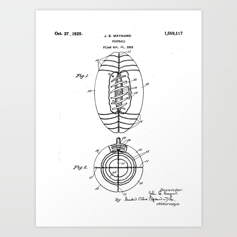 American Football Patent Football Art Black And White Art Print By Patentpress Society6