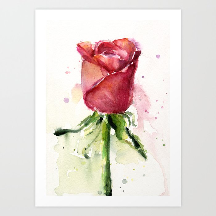 Get Wallpaper Rose Watercolor Red Flower Painting Floral Flowers Art Print By Free HD