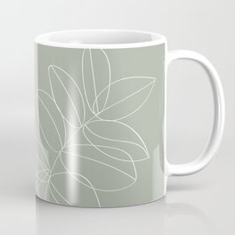 Boho Sage Green, Decor, Line Art, Botanical Leaves Coffee Mug | Leaves, Graphicdesign, Botanical, Tropical, Abstract, Line, Neutral, Green, Simple, Botany 