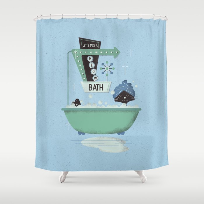 Let's take a meow bath Shower Curtain