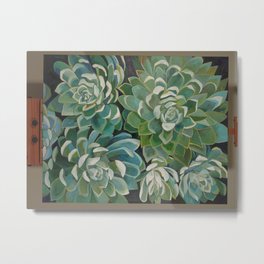 Restoring Metal Print | Green, Nature, Realism, Painting, Succulents, Acrylic 