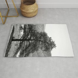 Single Leaning Pine in Black and White Rug | Restarea, Black And White, Utahmountains, Digital, Tree, Utahcountry, Utah, Country, Pine, Photograph 