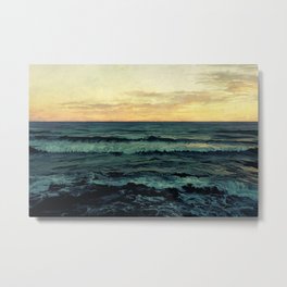 Alamillo Beach Sunset Metal Print | Murcia, Europe, Sky, Digital, Realism, Waves, Watercolor, Acrylic, Watercolors, Acrilic 