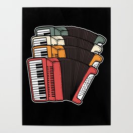 Colorful Accordion For Men Vintage Style Accordion Poster